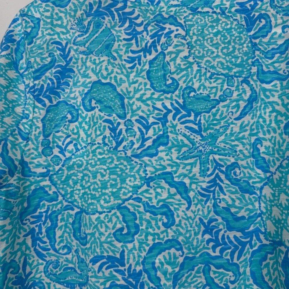 Lilly Pulitzer Blue Etta Scoop Neck LARGE Shirt Goombay Grooves Coastal NWT - Picture 5 of 10